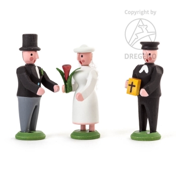 Miniatur-Brautpaar und Pfarrer