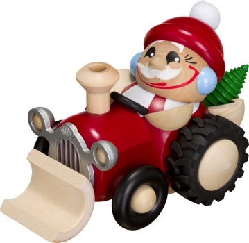 Kugelräuchermann Nikolaus im Traktor