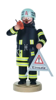 Räuchermann Feuerwehrmann mit Warndreieck