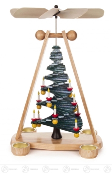 Teelichtpyramide mit Stufenweihnachtsbaum (Goldeffekt)