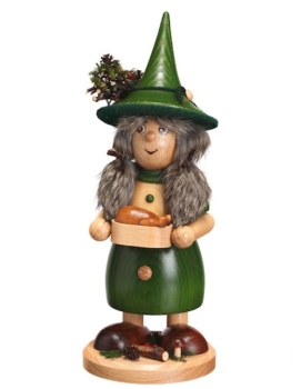Räucherfrau Wichtel mit Pfanne grün