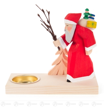 Teelichthalter mit Weihnachtsmann geschnitzt