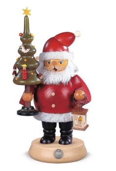 Räuchermann Weihnachtsmann mit Baum 23 cm