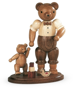 Bärenvater mit spielendem Kind natur 10 cm