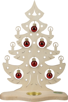 Teelichthalter "Weihnachtsbaum mit roten Kugeln"