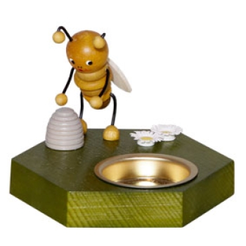 Teelichthalter Biene mit Bienenkorb