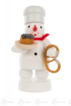 Bäcker-Schneemann mit Mohnkuchen u. Brezel