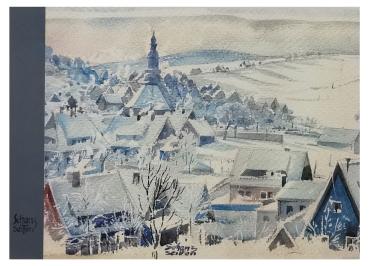 Künstlerkarte Max Schanz "Winter im Gebirge"