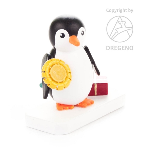 Pinguin "Gratulant" mit Blume und Geschenk 