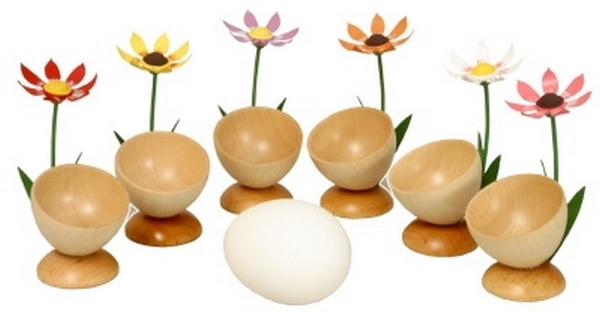 Eierbecher mit Blumen (6 Stück)