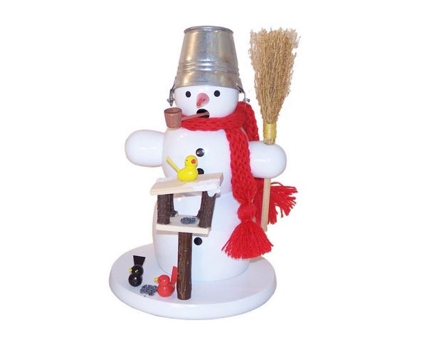 Räuchermann Schneemann mit Vogelhaus