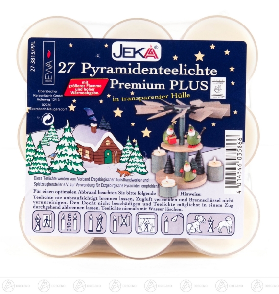 Pyramidenteelichte in Acrylhülle (27er Pack)