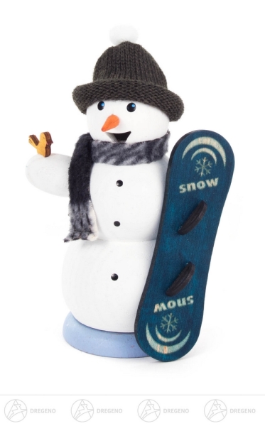 Räucherschneemann mit Snowboard