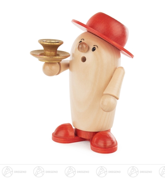 Räucherfigur "Rudi Candle Light" natur/rot mit Kerzenhalter