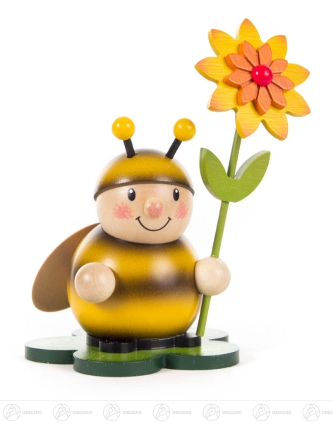 Hummel mit Blüte farbig