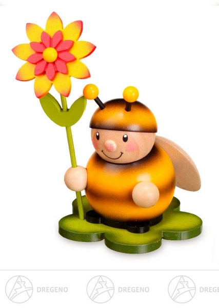 Hummel mit Blüte rechts farbig