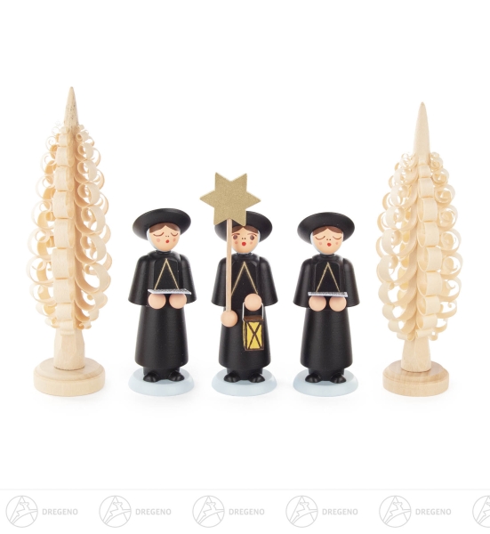 Kurrendefiguren schwarz (5) mit Spanbäumchen