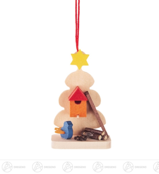 Behang Christbaum mit Vogelhaus