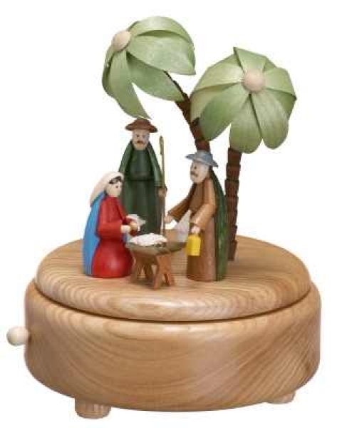 Spieldose Christi Geburt klein farbige Figuren