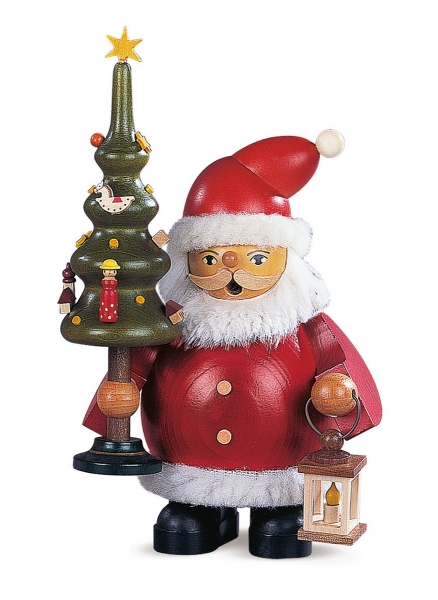 Räuchermann Weihnachtsmann mit Baum 16 cm