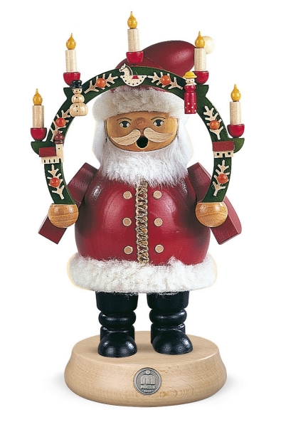 Räuchermann Weihnachtsmann mit Kerzenbogen 19 cm