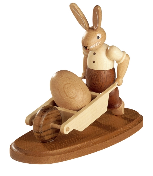 Hase mit Schubkarre natur 11 cm