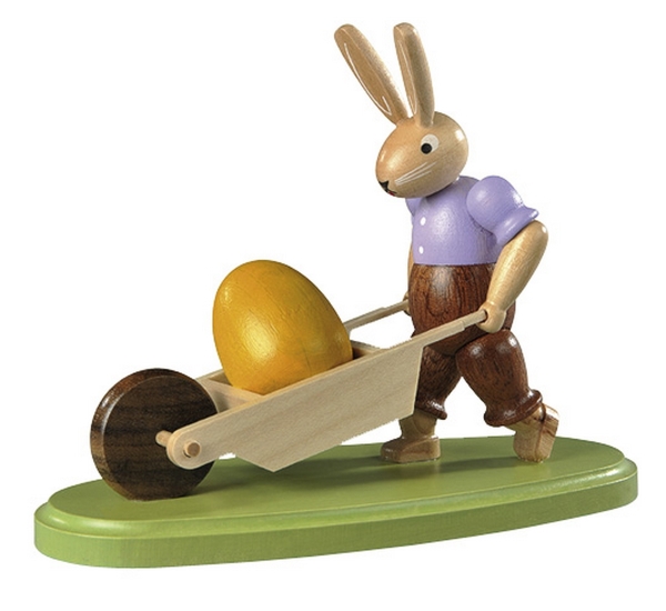 Hase mit Schubkarre bunt 11 cm